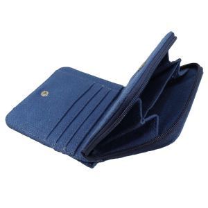 Hempiness Bi-Fold Hemp Wallet Open - Ocean Blue