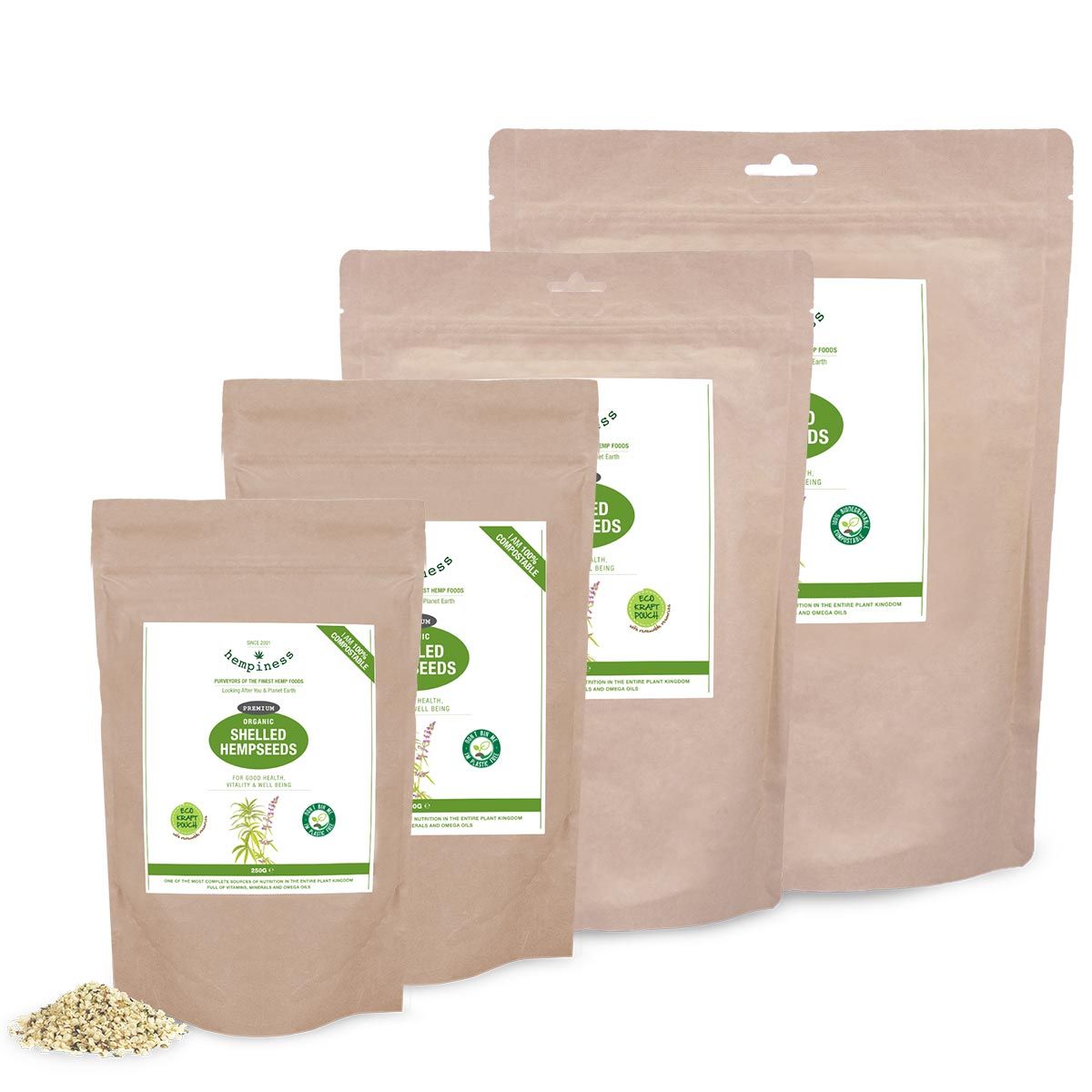 Hempiness Shelled (Hulled) Hempseeds - All Sizes