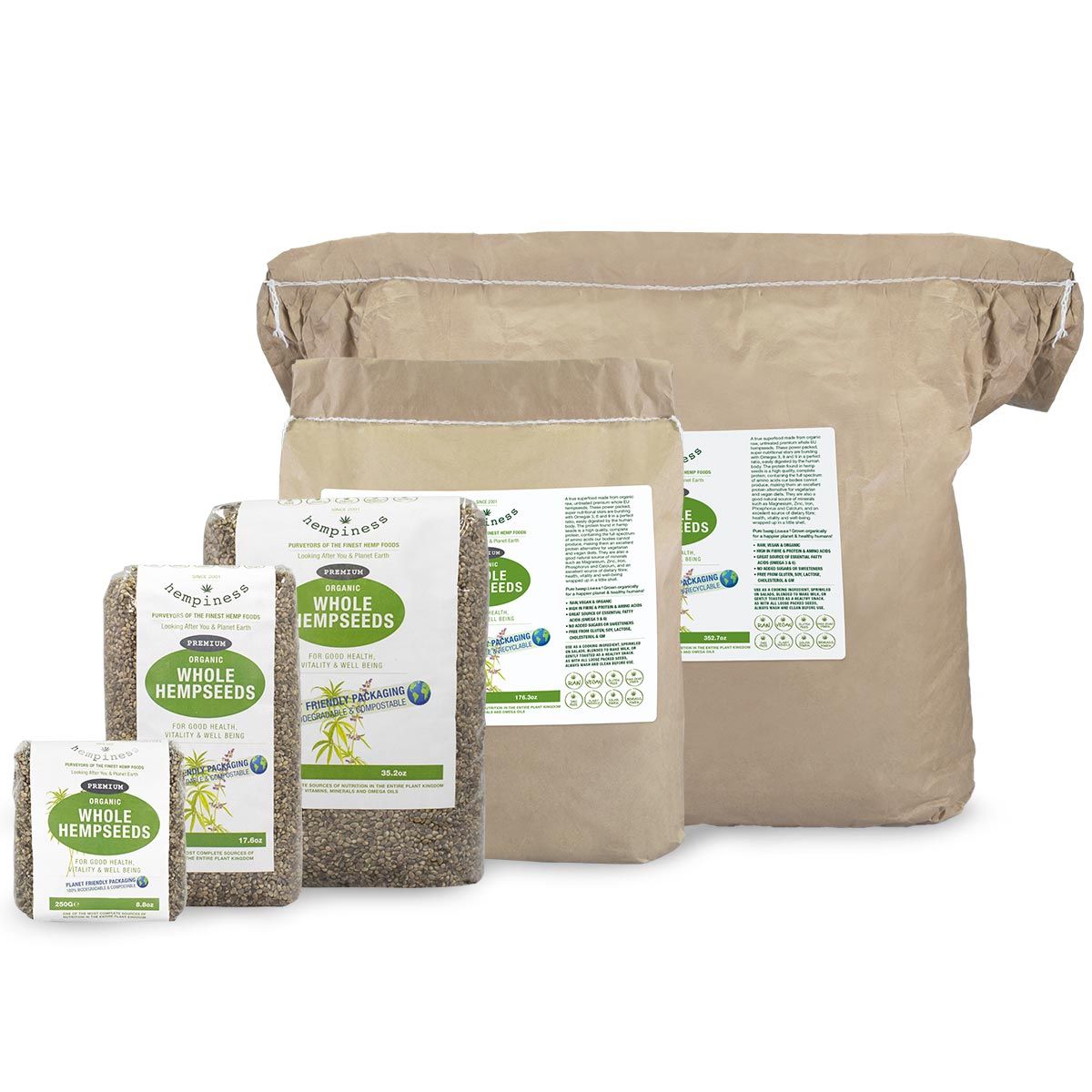 Hempiness Organic Whole Hemp Seeds - All Sizes
