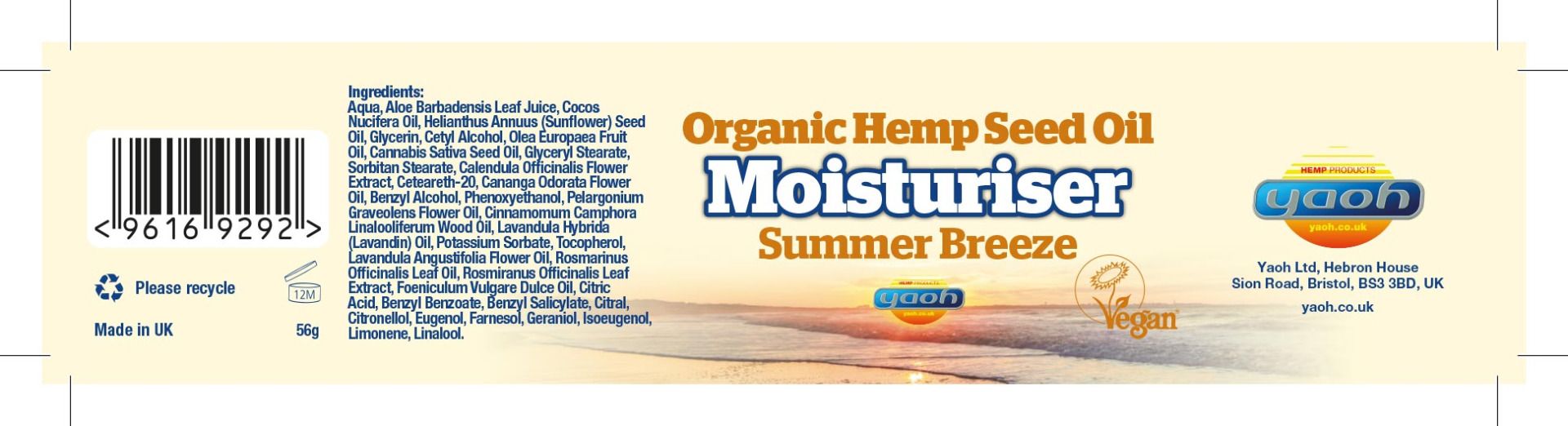Hemp Seed Oil Moisturiser - Summer Breeze