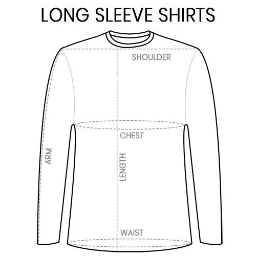 Organic Hemp Long Sleeve T-Shirt Measurement Guide