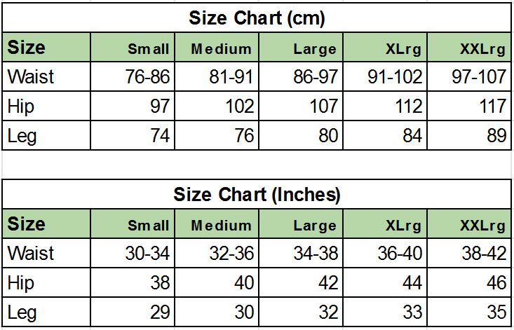Drawstring Trousers Size Chart