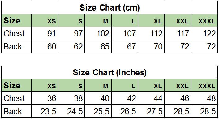 Organic Womens T-shirt Size Chart