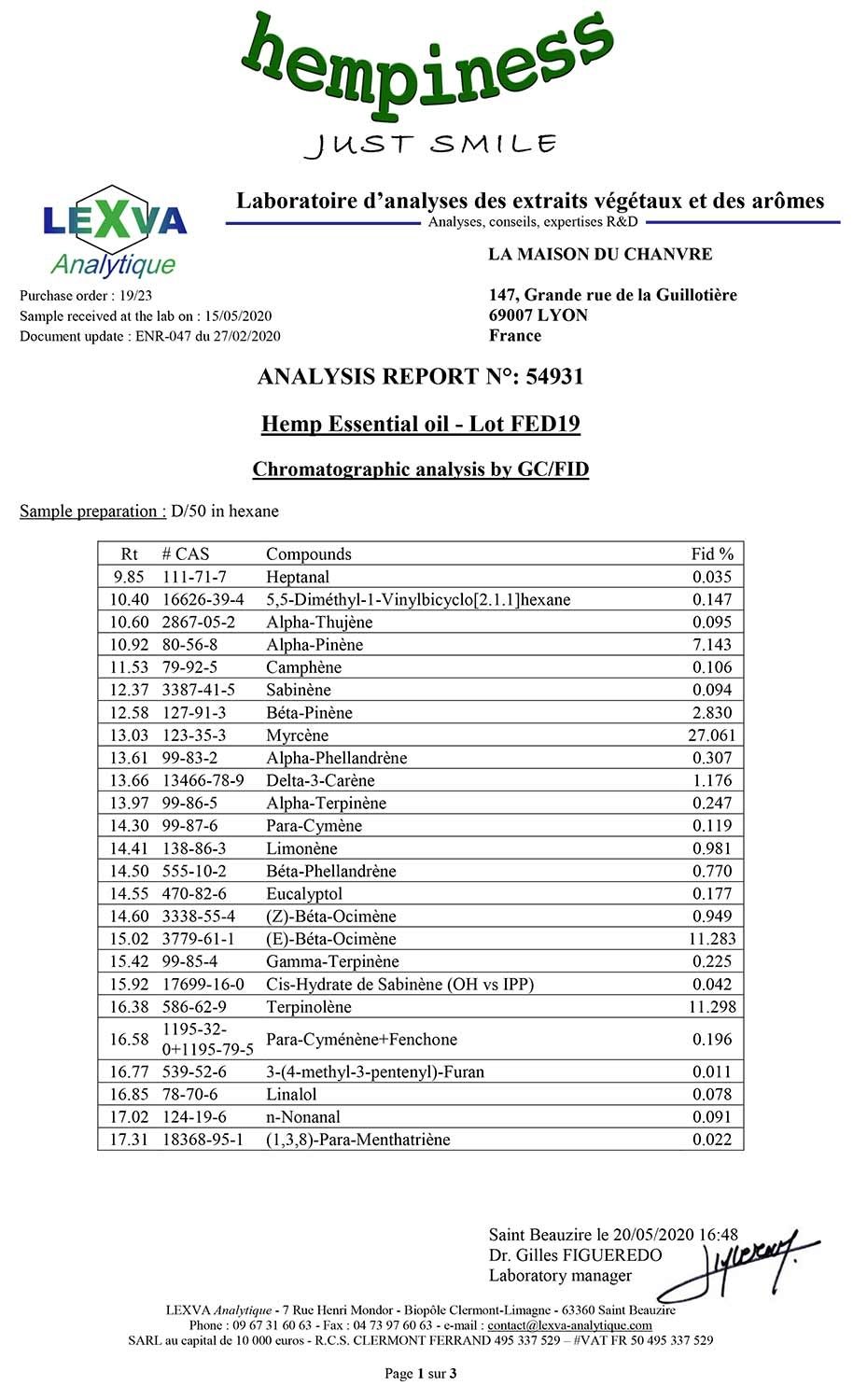 Hemp Essential Oil Analysis Page 3