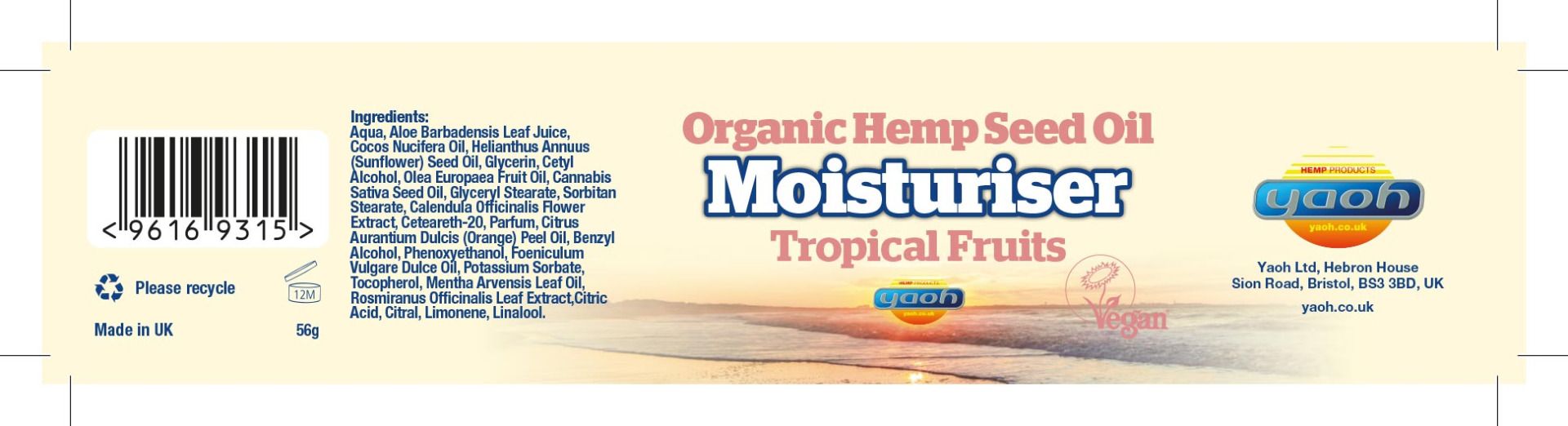 Hemp Seed Oil Moisturiser - Tropical Fruits